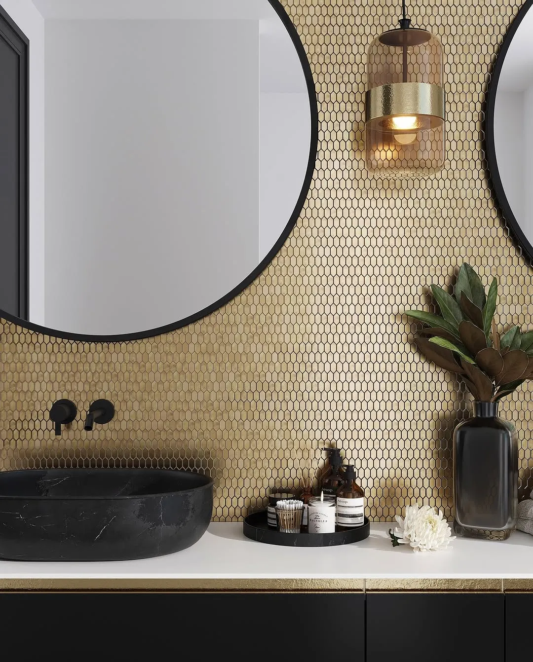 gold backsplash