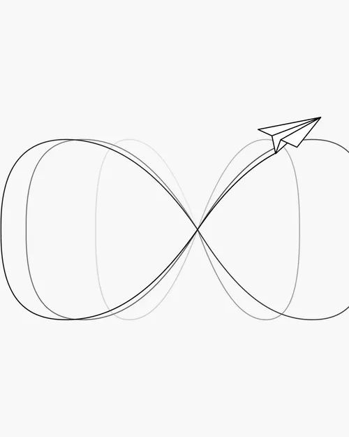 The Qodea line work motif with a paper plane