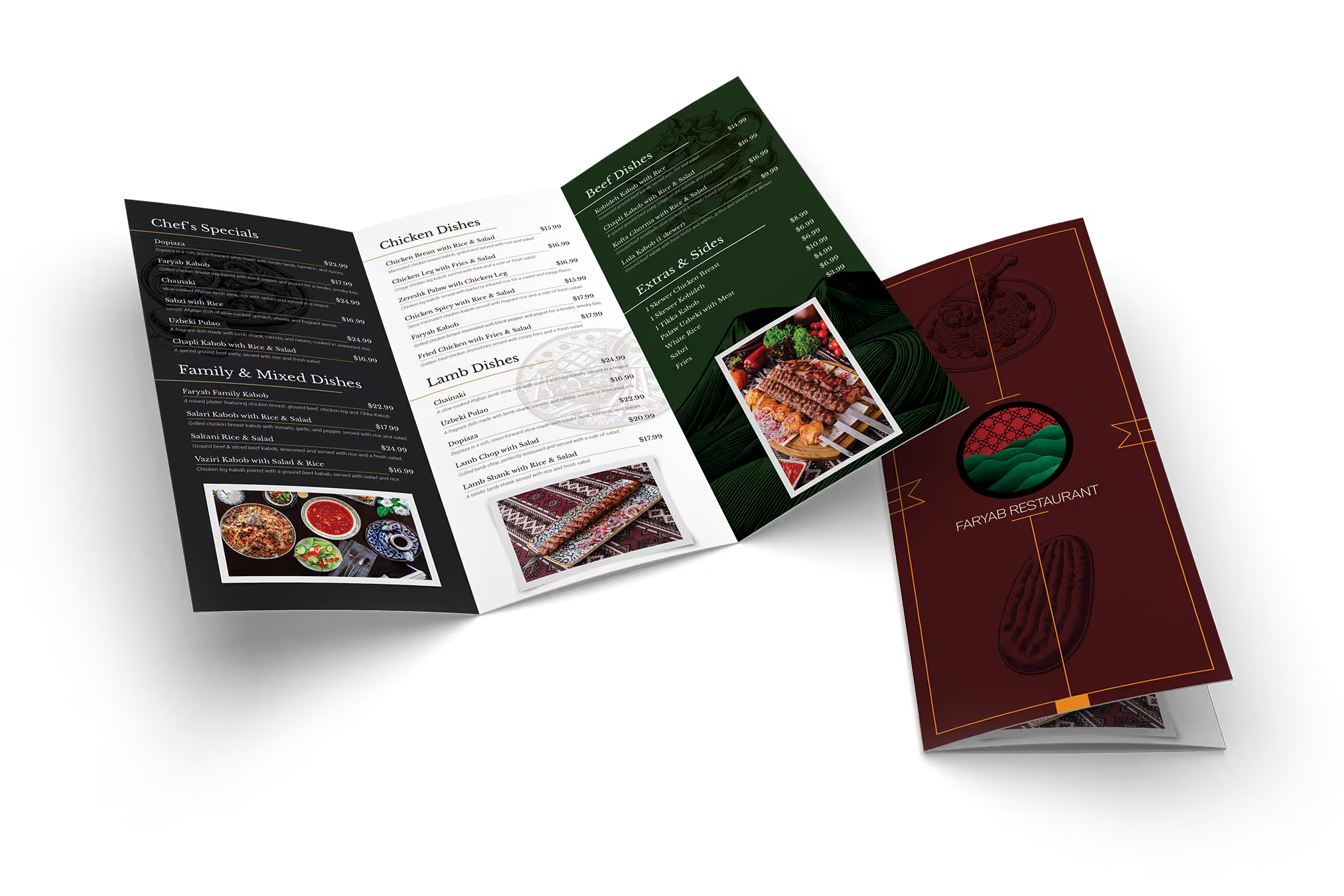 Faryab illustrated restaurant menu