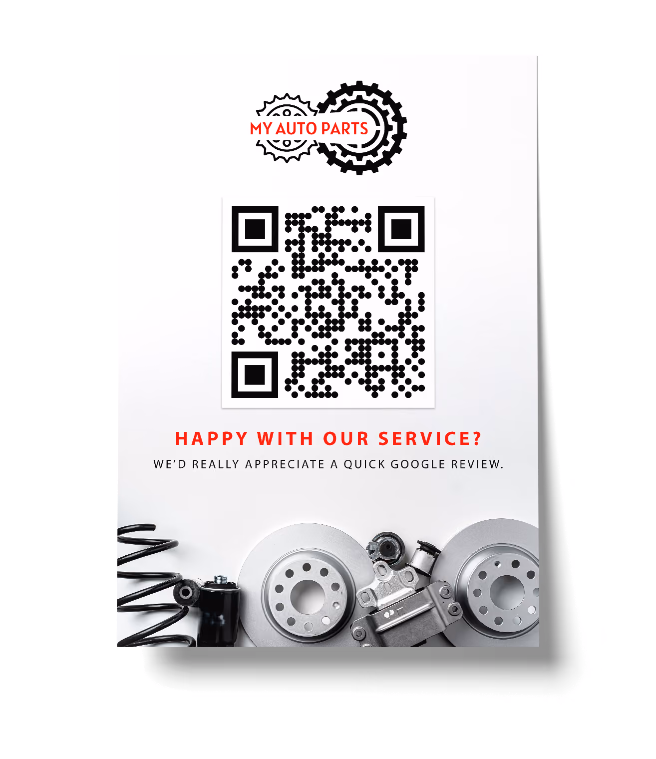 My Auto Parts Google review QR poster
