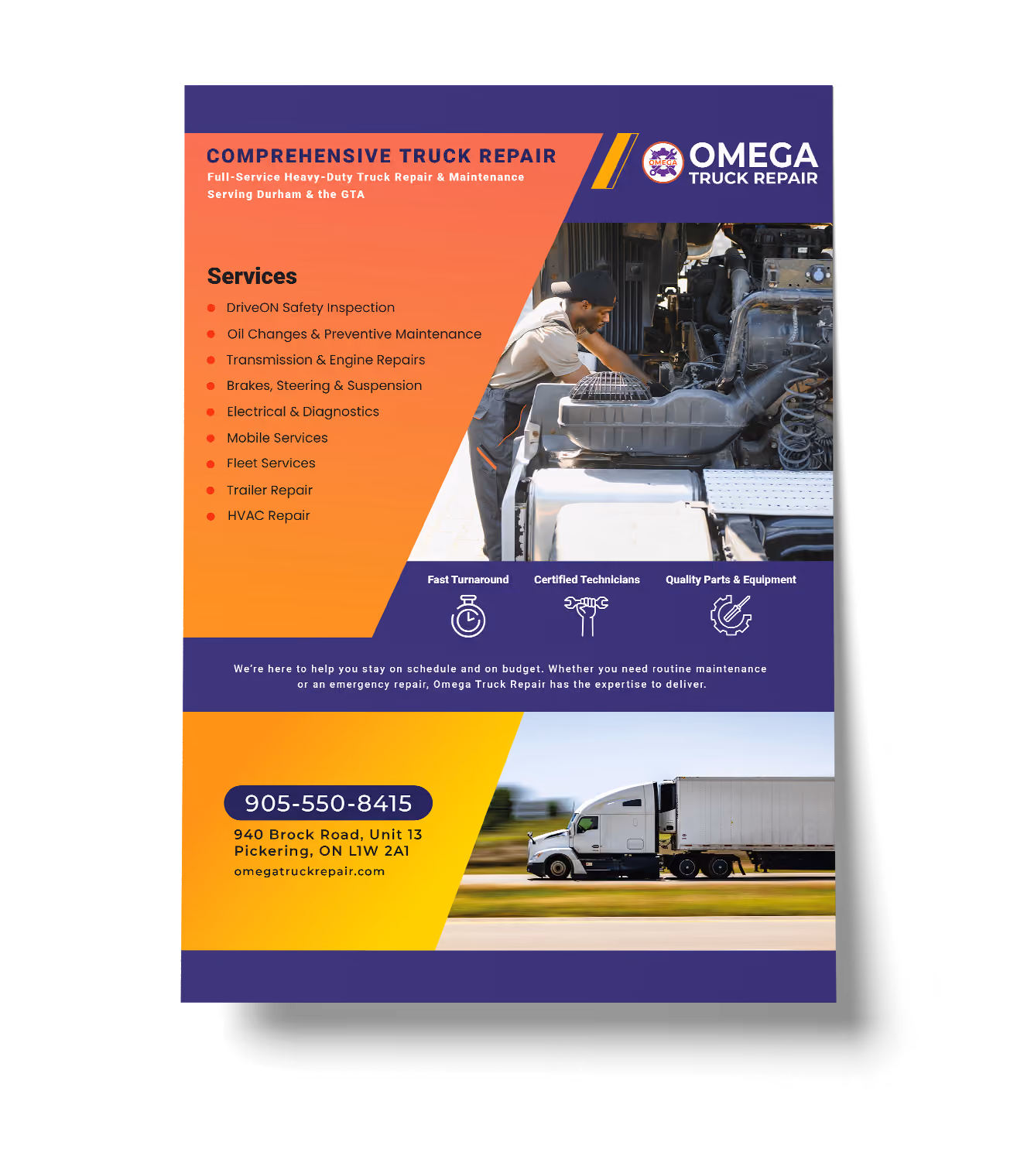 Omega Truck Repair flyer