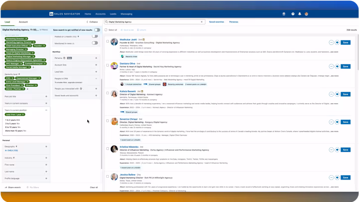 Refining search results in LinkedIn Sales Navigator