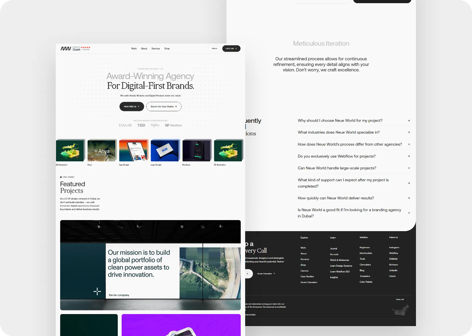 neue world landing page