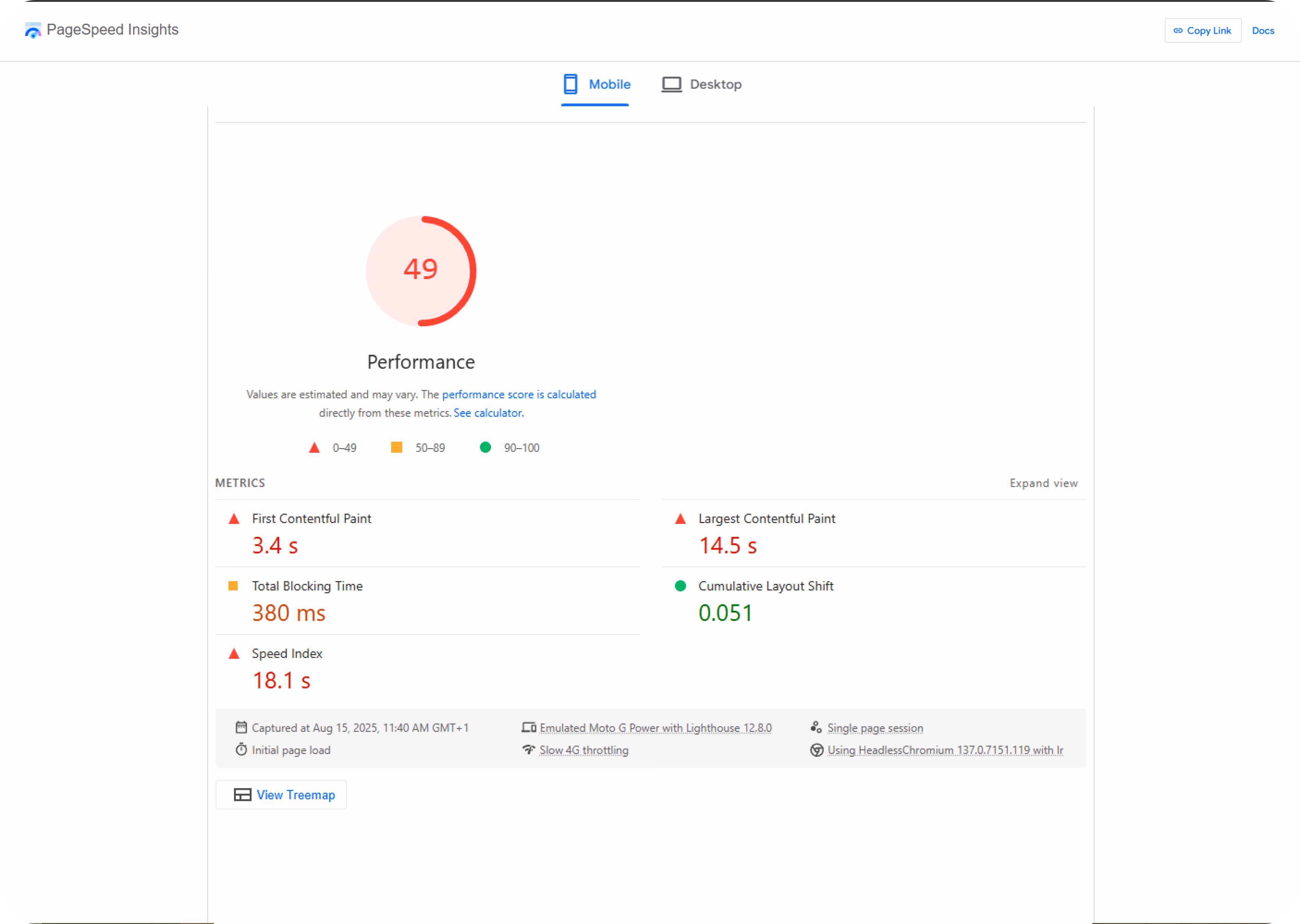 Poor mobile performance