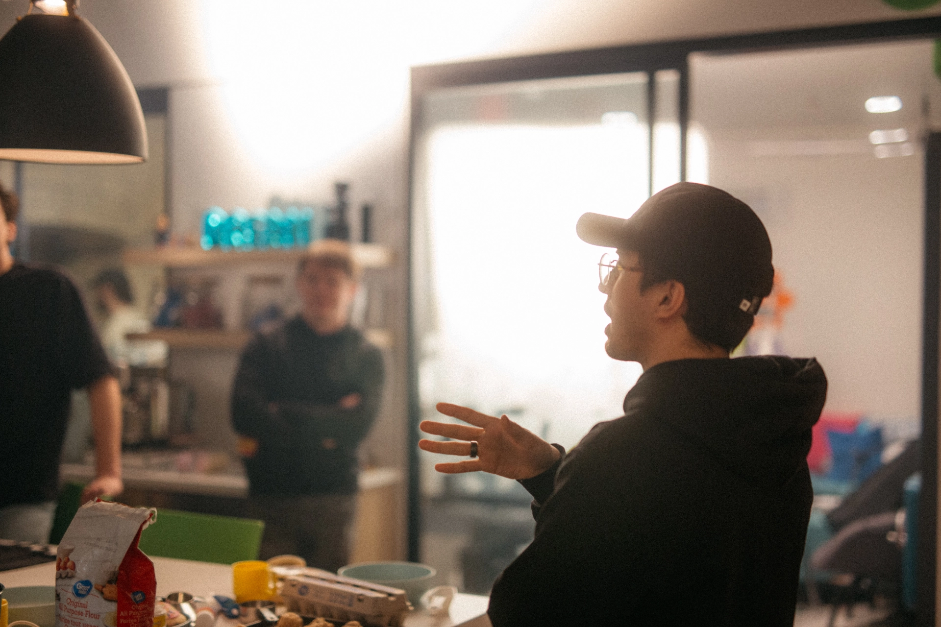 Decorative:.

Description: A director is on-set going over a plan of action for the current shoot. 