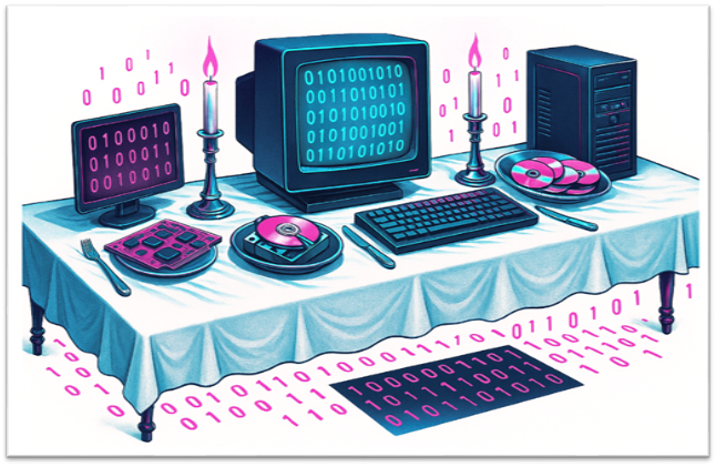 A computer set up on a tableAI-generated content may be incorrect.
