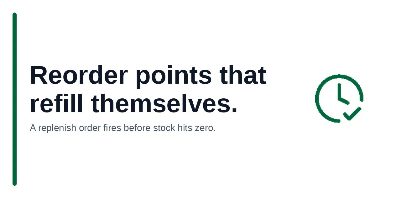 Reorder Points and Replenish Orders: Stop Stockouts in the Field