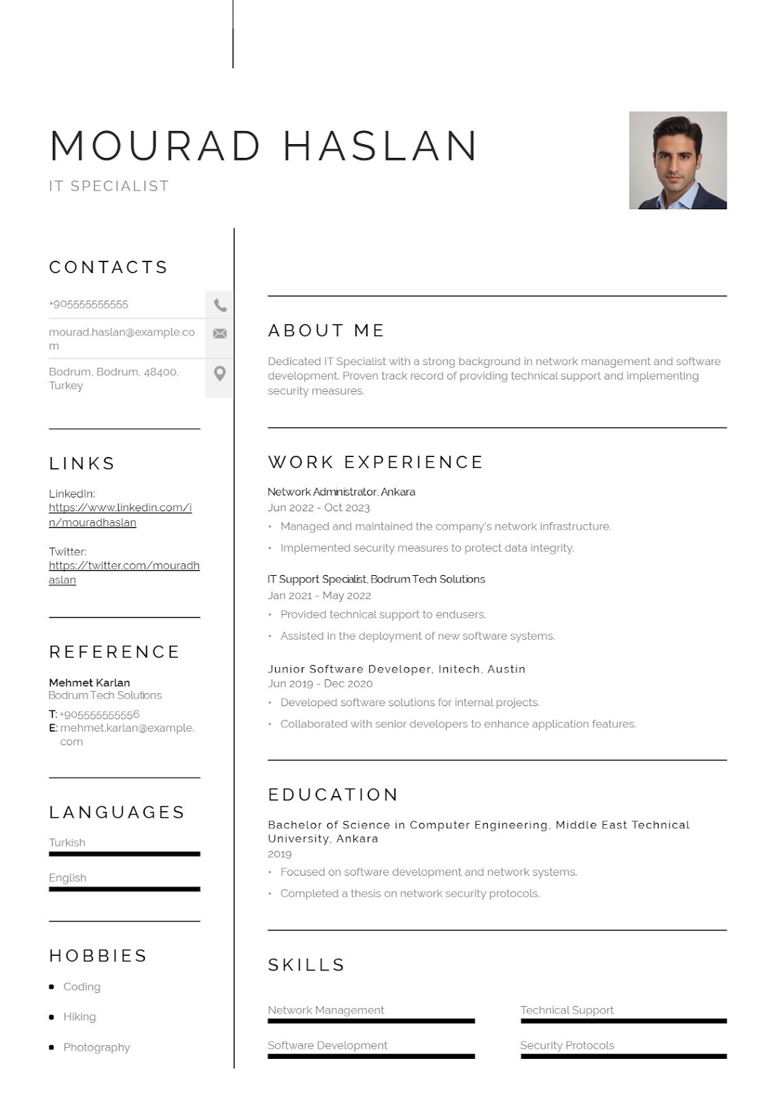 Bilişim Alanında İngilizce CV Örneği