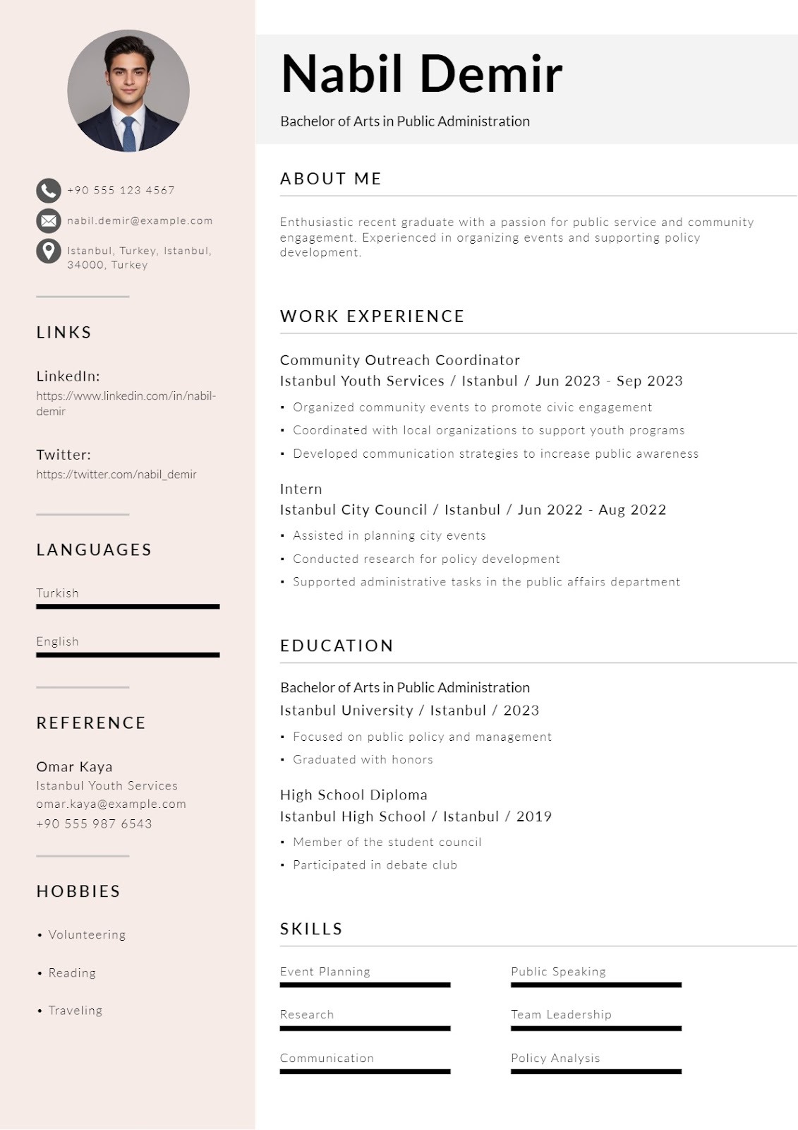 Yeni Mezun İngilizce CV Örneği