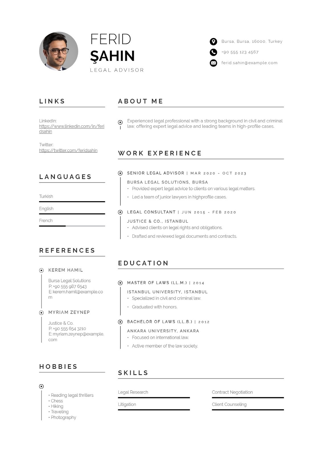 Deneyimli İngilizce CV Örneği