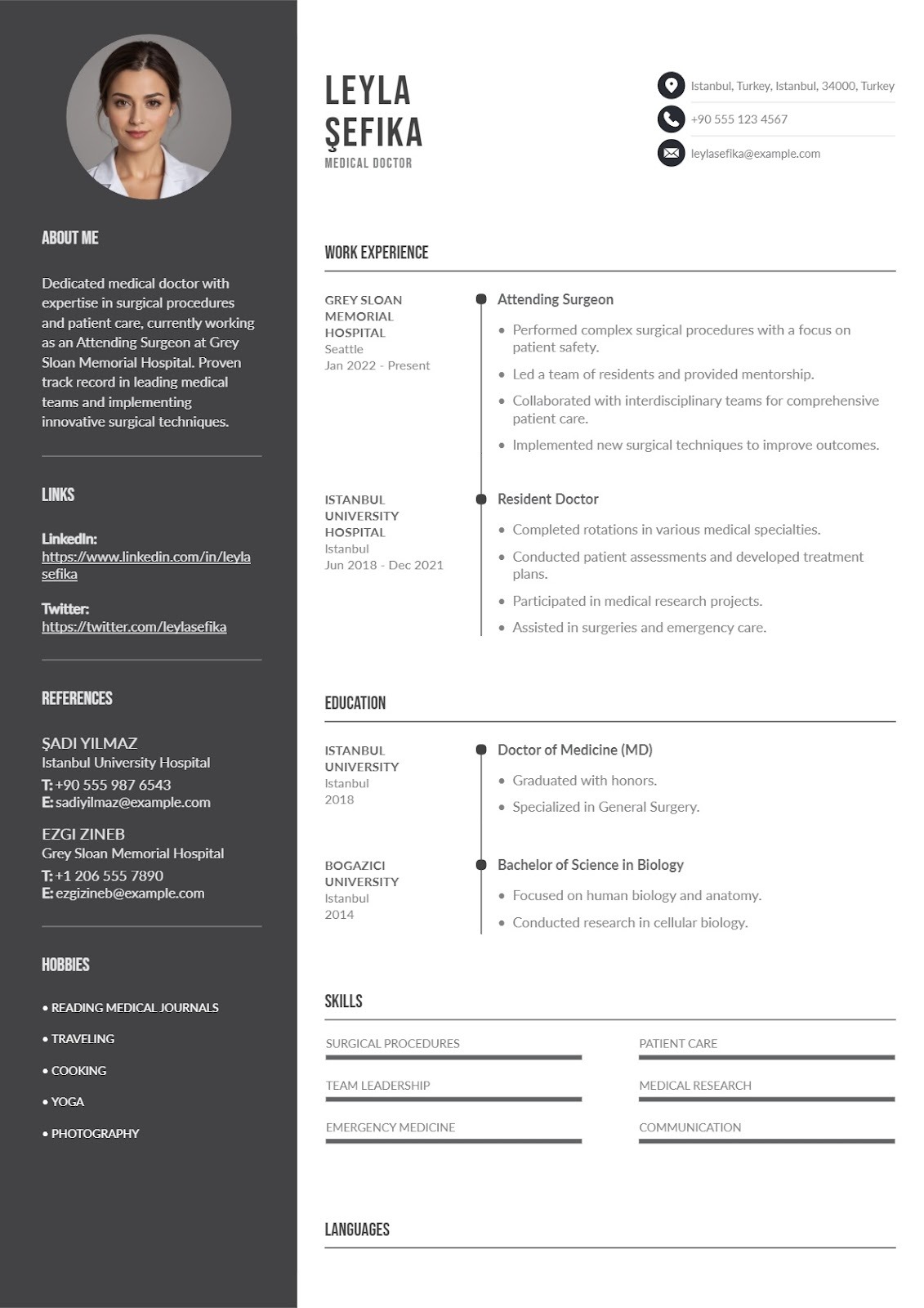 Sağlık Alanında İngilizce CV Örneği