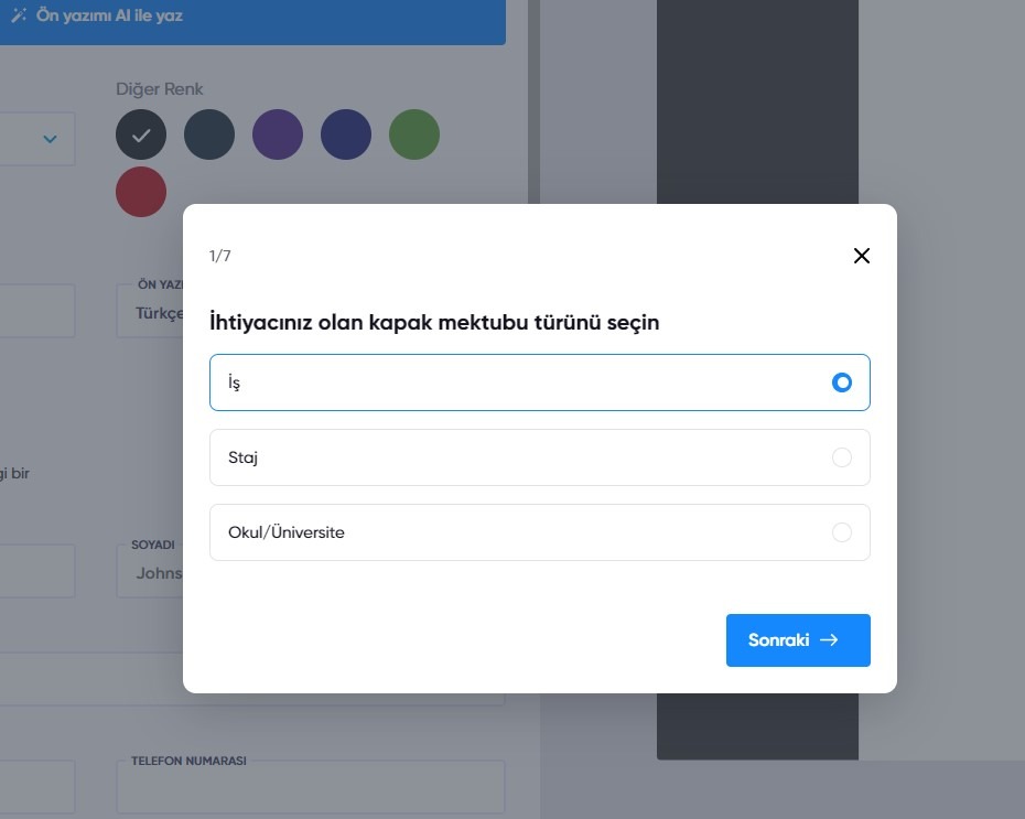 Kişisel ve başvurunuz ile ilgili soruları cevaplama