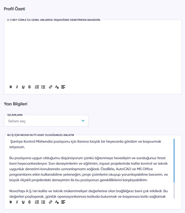 AI ile oluşturulan ön yazının düzenlenmesi