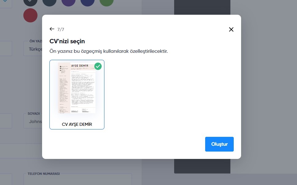Özgeçmişin seçilmesi