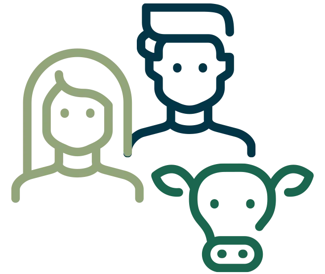 illustratie van boer, boerin en koe