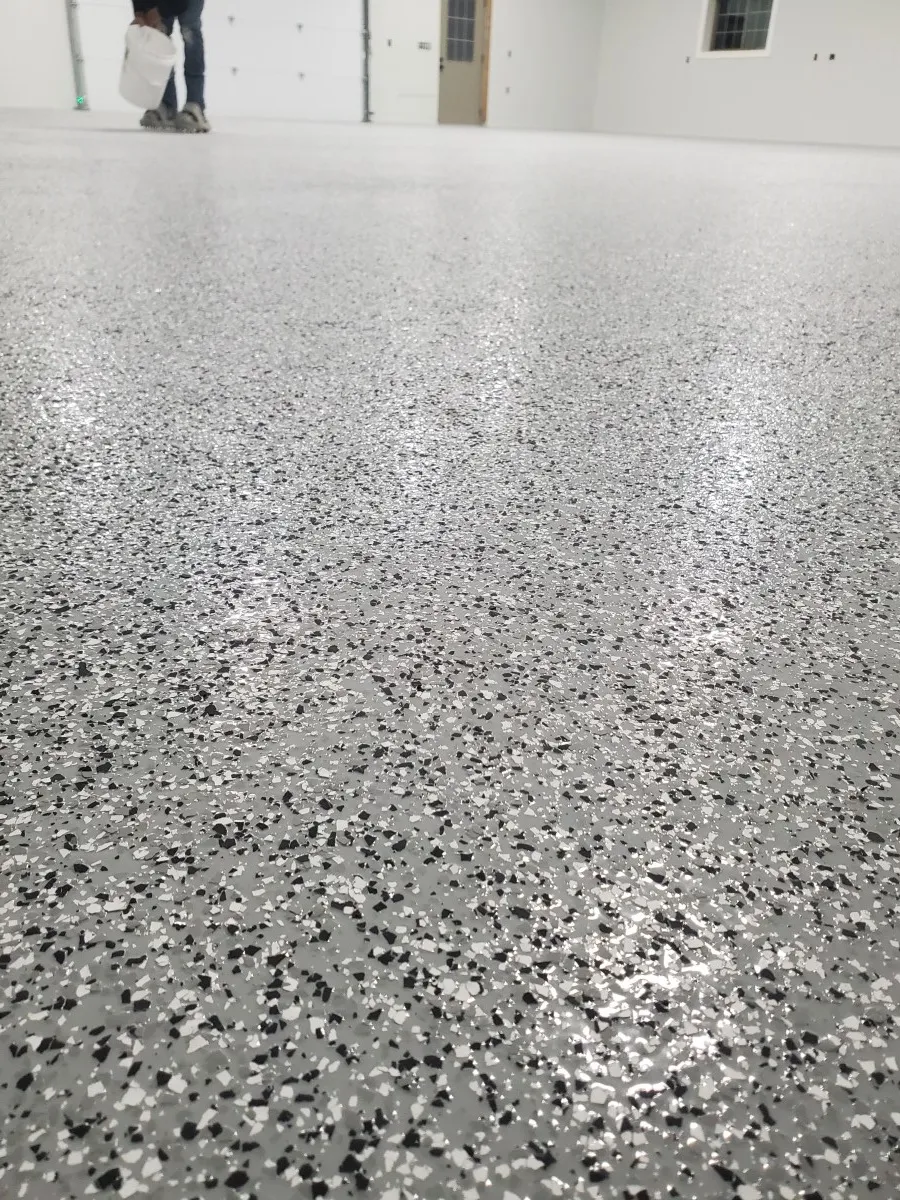 Epoxy flake floor coating in Greenville