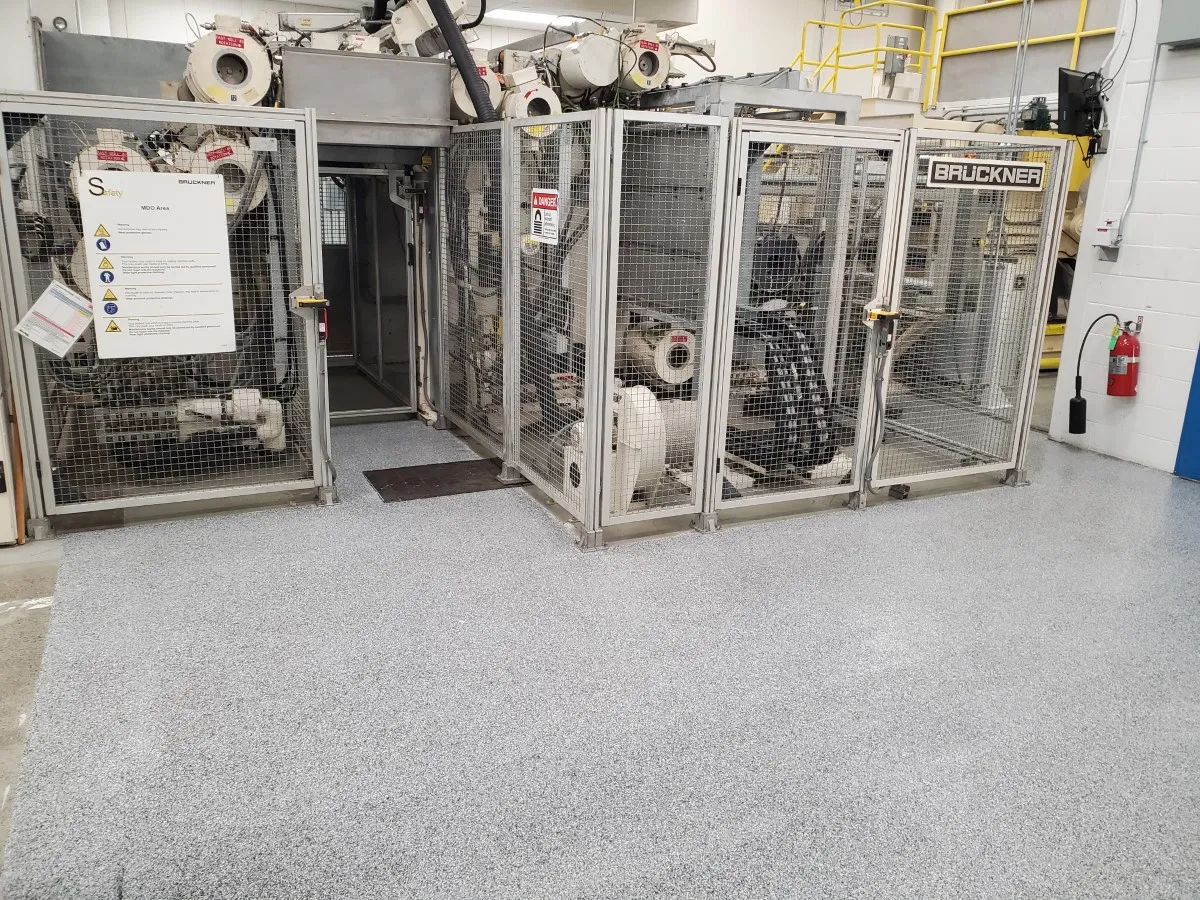 Epoxy flake flooring in industrial building