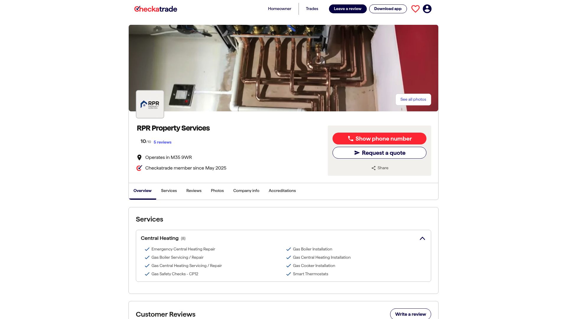 Top 10 Checkatrade Central Heating Engineer Picks 2025 - RPR Property Services
