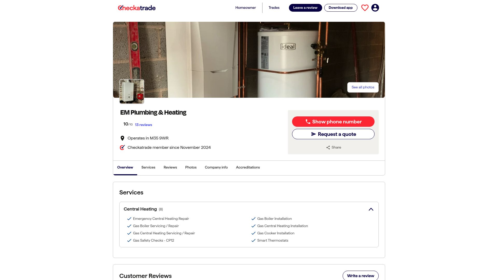 Top 10 Checkatrade Central Heating Engineer Picks 2025 - EM Plumbing & Heating
