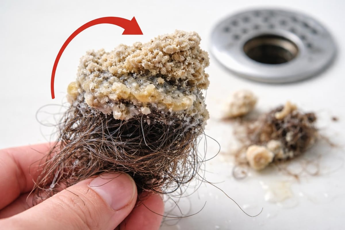 Shower drain blockage formation