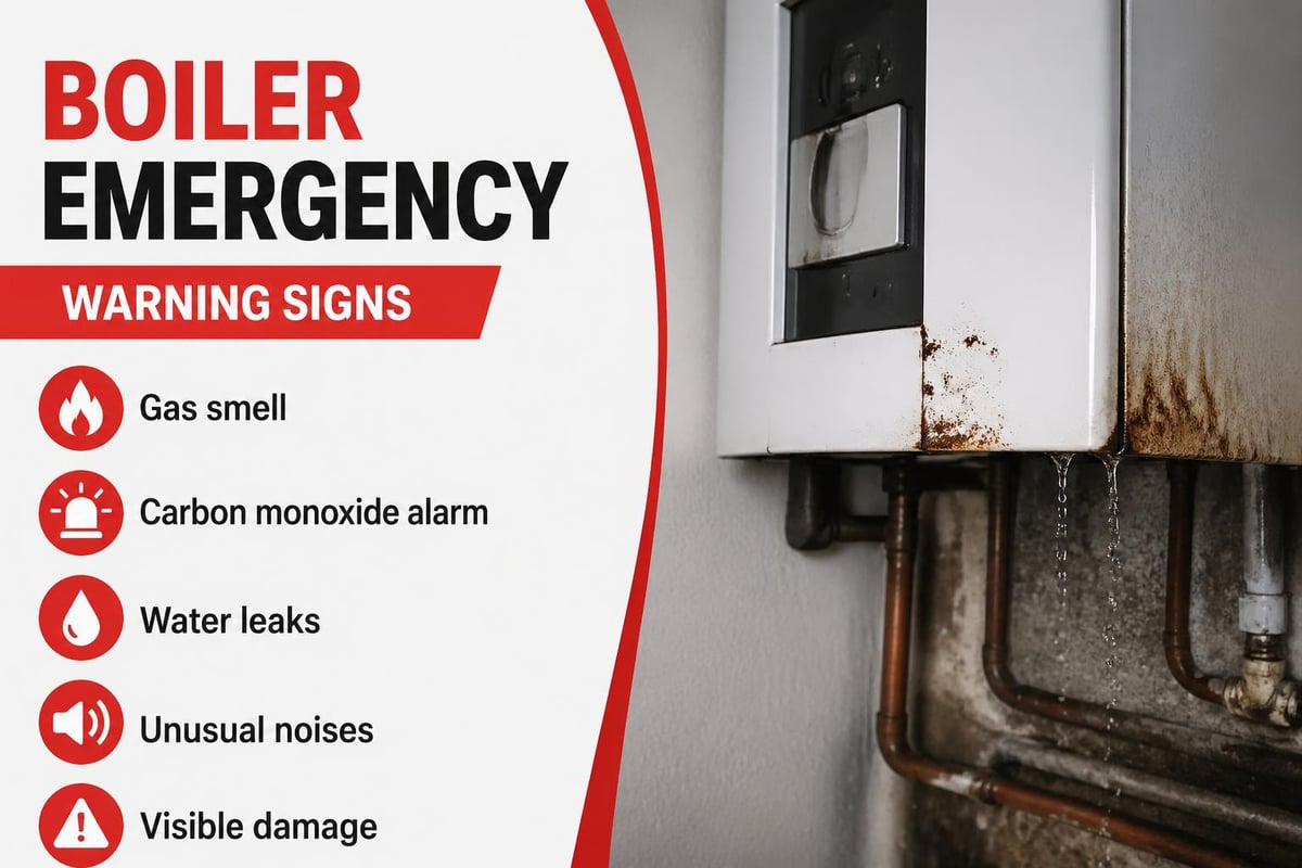 Boiler emergency warning signs