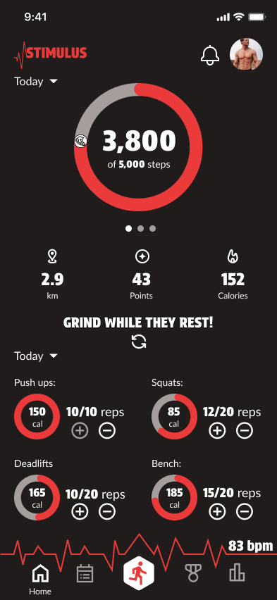 Screenshot of Home page of Stimulus App Design