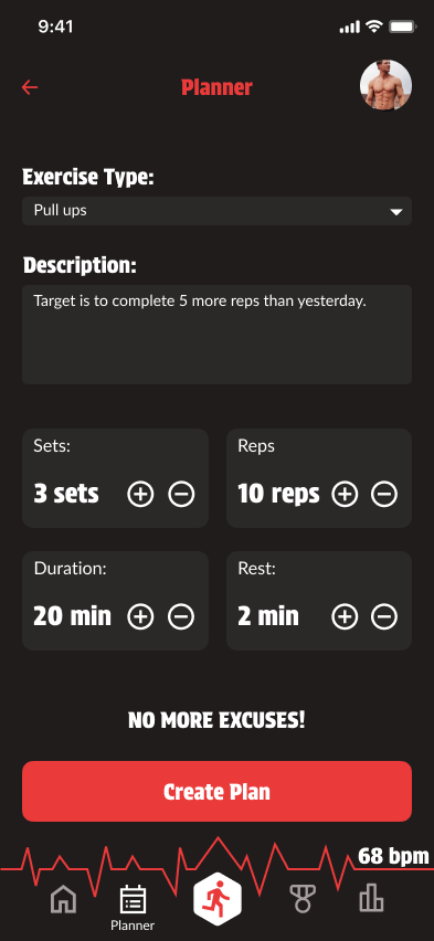 Screenshot of Planner page of Stimulus App Design