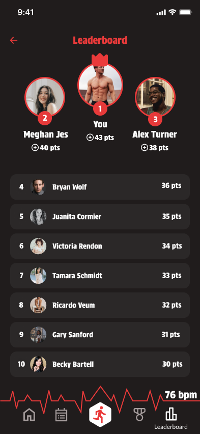 Screenshot of Leaderboard page of Stimulus App Design