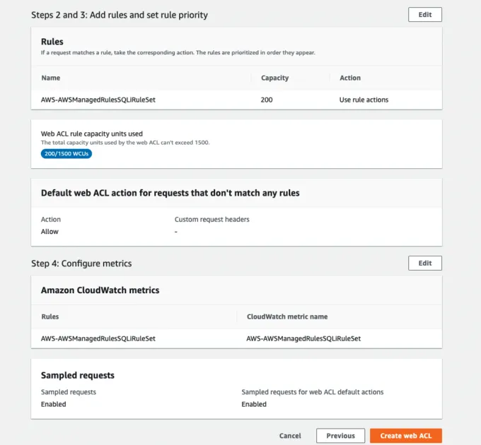 Review and Create a Web ACL