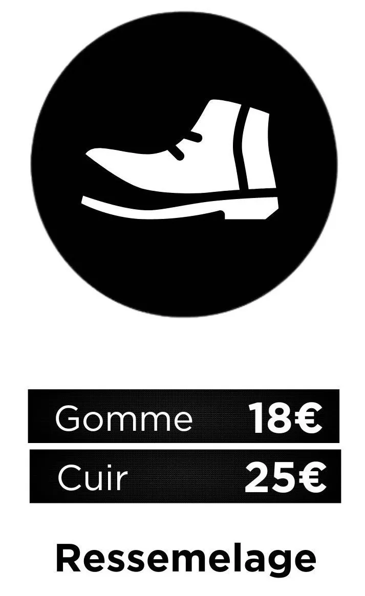 Pour faire changer une semelle usée, le bonus réparation un montant différent selon la matière de la chaussure. Lorsque la semelle est en gomme, la remise est de 18 euros ; la remise est de 25 euros lorsque la semelle est en cuir. 