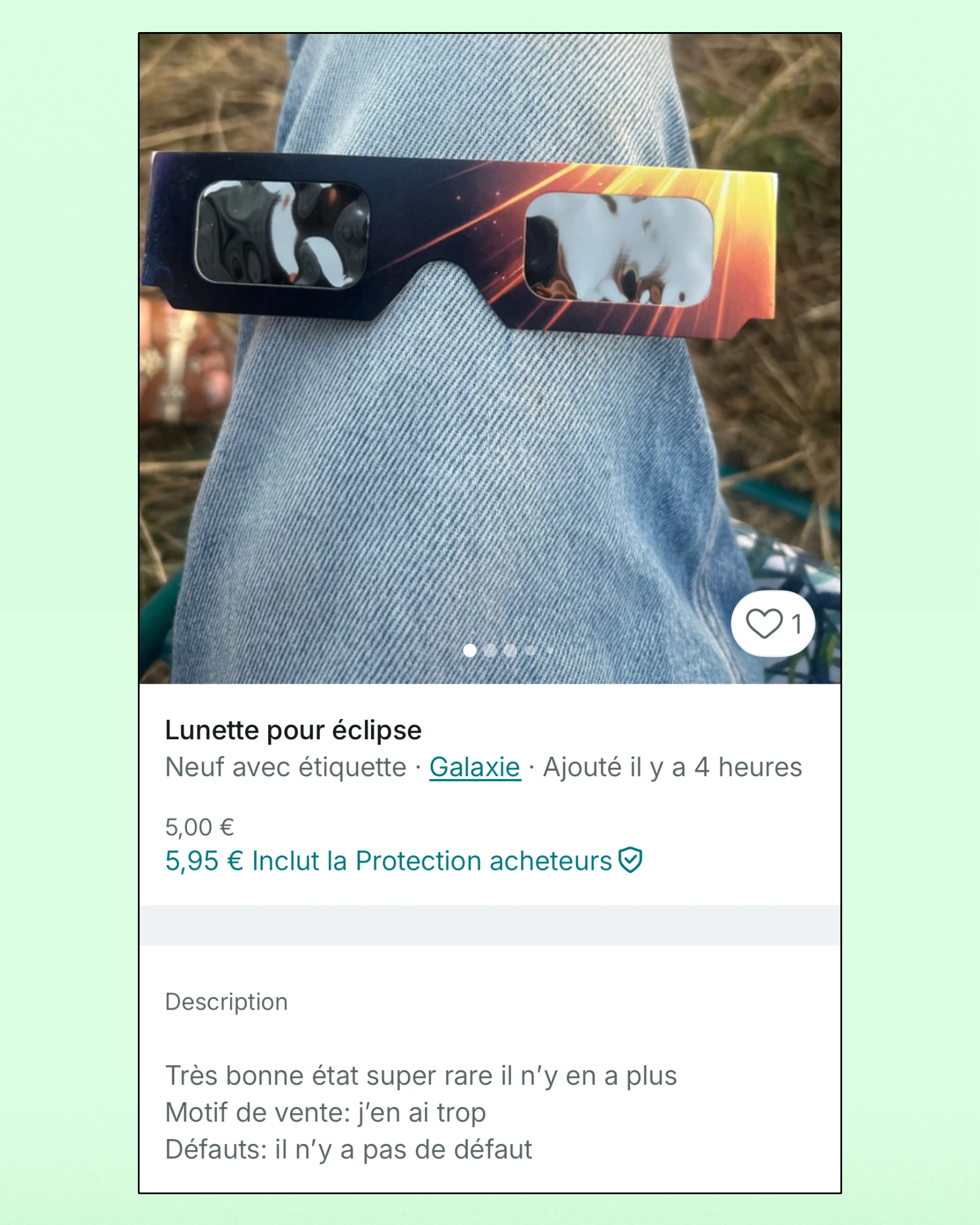 Après l’éclipse solaire du 12 août, une paire de lunettes de protection présentée comme « super rare » est remise en vente 5 euros sur Vinted.