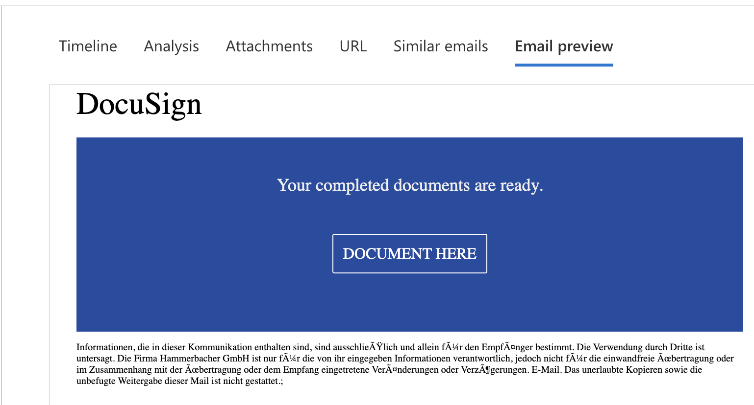 A standard email phishing boilerplate.