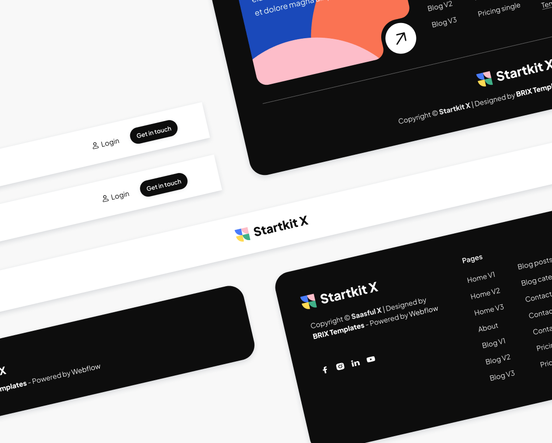 Startkit X - 3 Headers And Footers - Technology Webflow Template