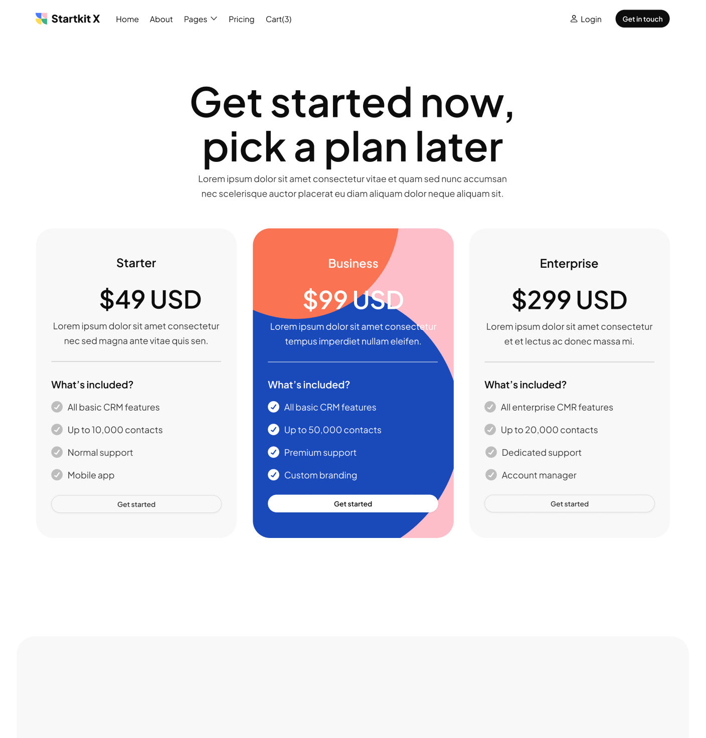Startkit X - Pricing Page - Technology Webflow Template