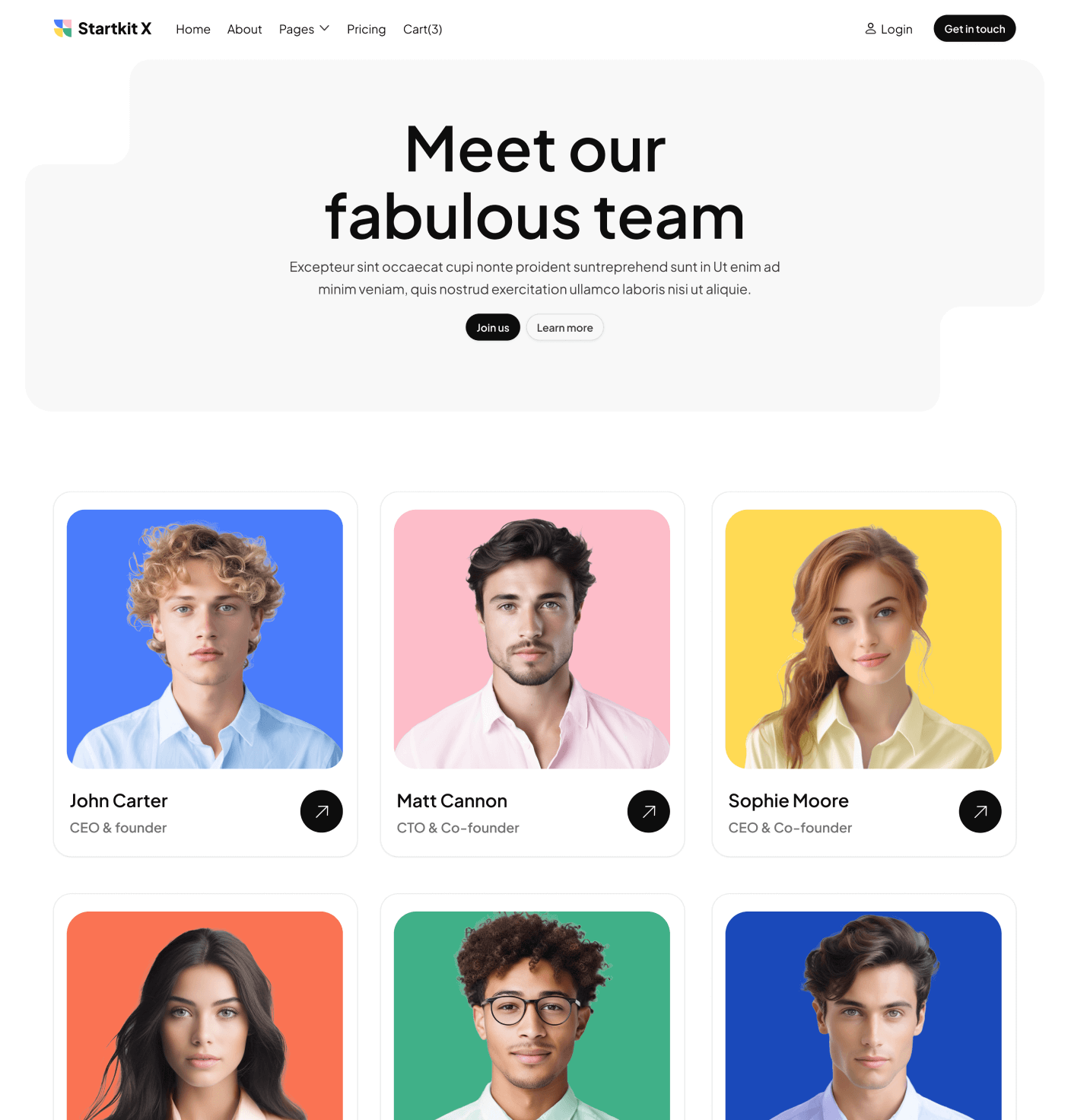 Startkit X - Team Page - Technology Webflow Template