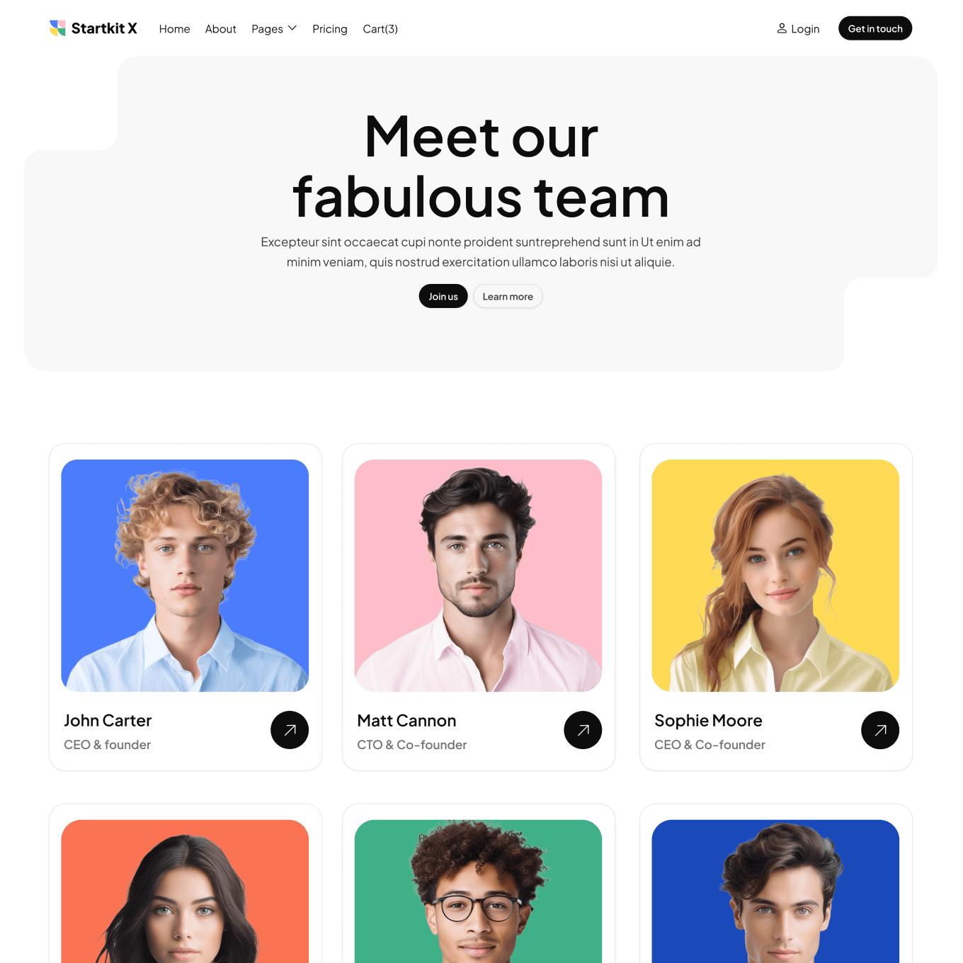 Startkit X - Team Page - Technology Webflow Template