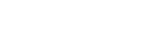 White logo with uppercase letters spelling RADAR on a transparent background.