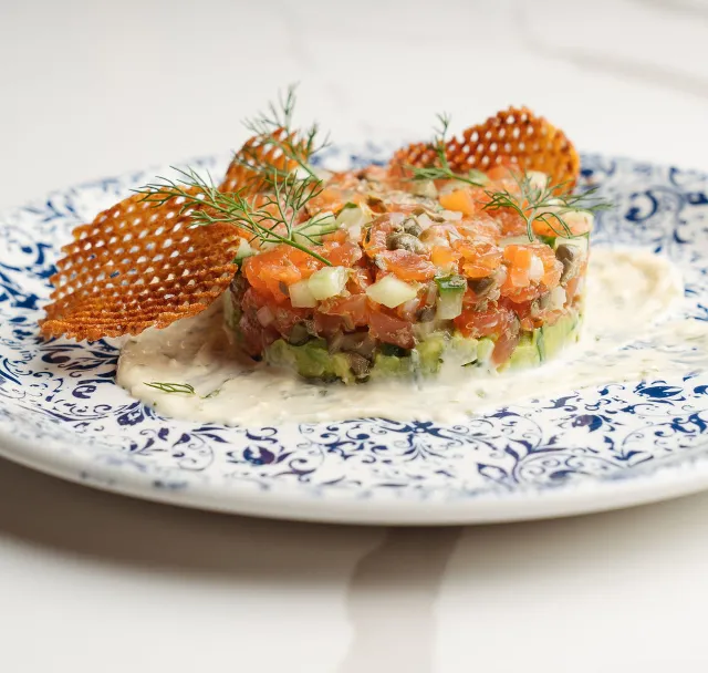Salmon tartare at the Bandol restaurant, Chicago, IL