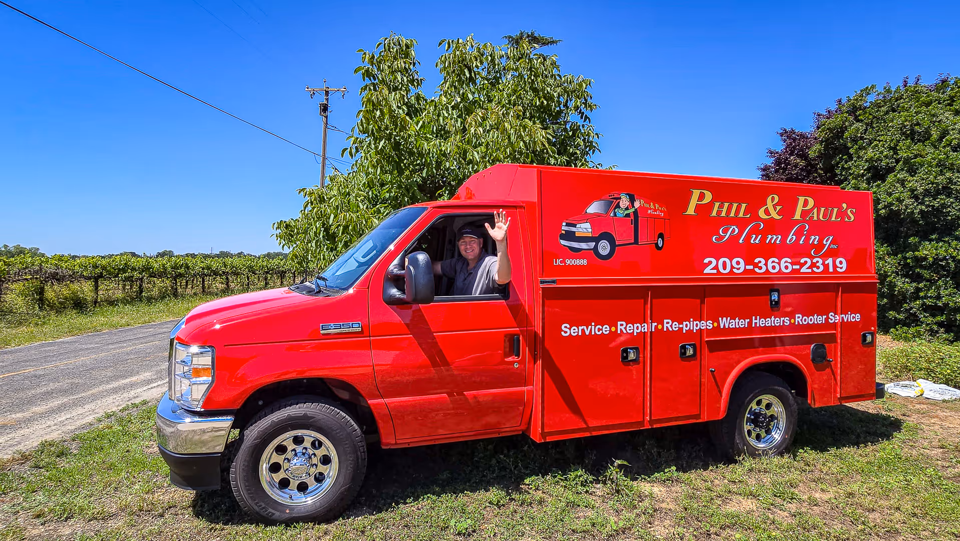 Phil & Paul’s Plumbing service truck in Lodi CA providing residential and commercial plumbing services