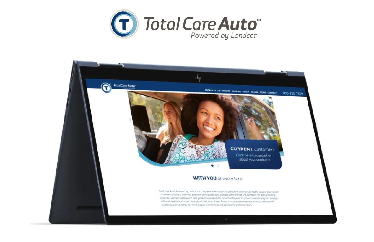 Total care auto website desktop mockup