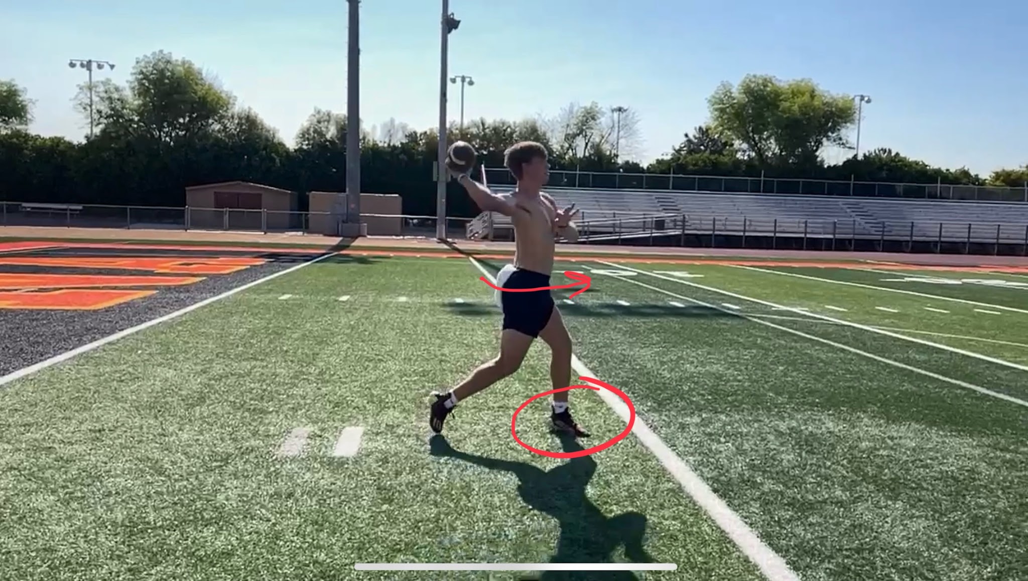 Quarterback stride-step mechanics illustration
