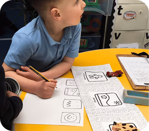 A picture of boys writing