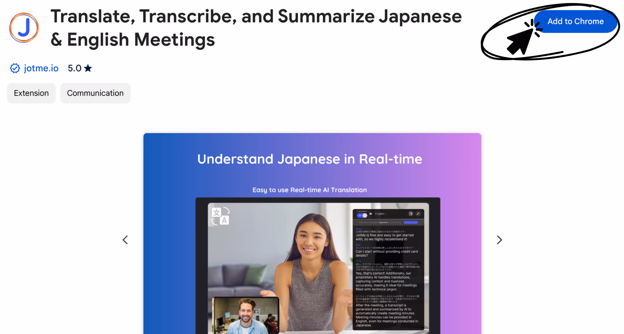 JotMe chrome web store