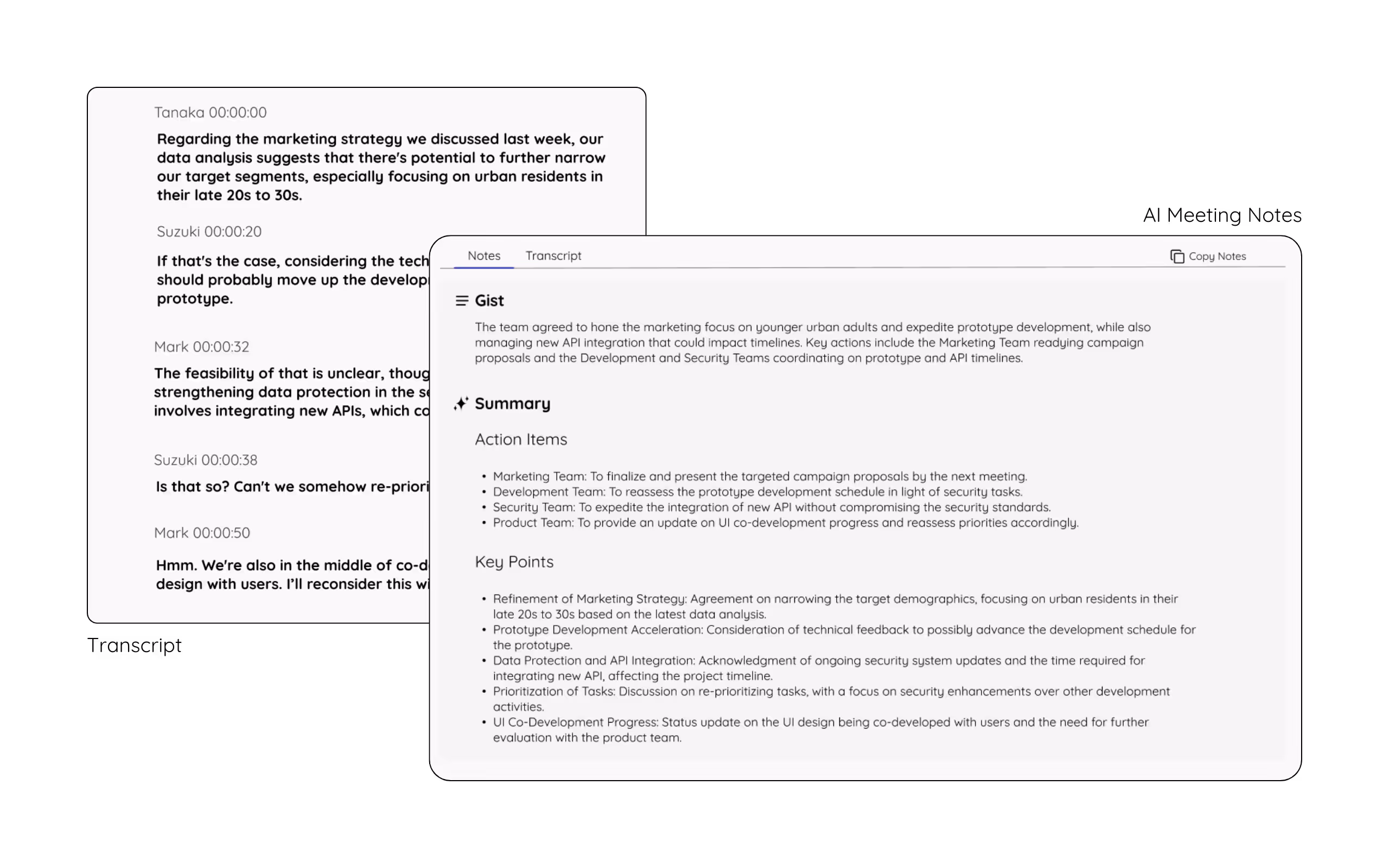 Transcript Stored Instantly with AI Meeting Notes