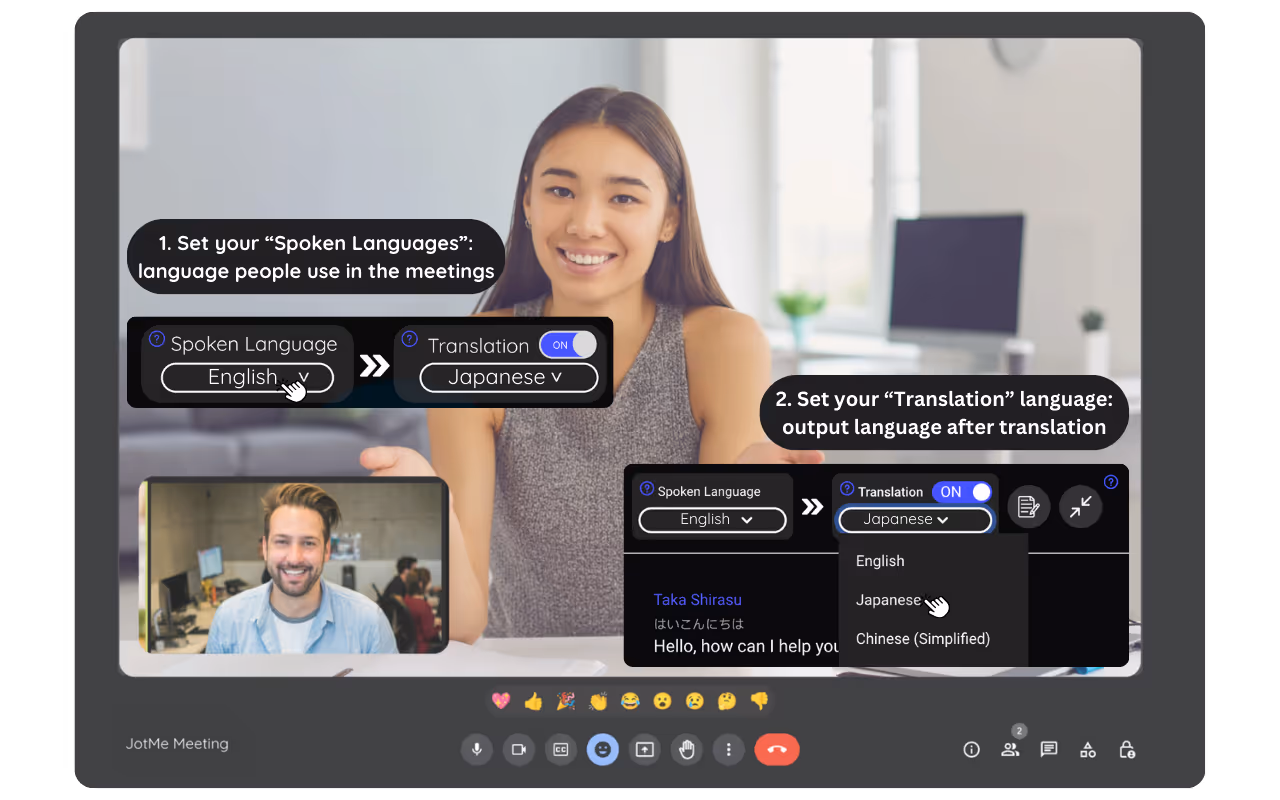 How to change transcribing and translation language 