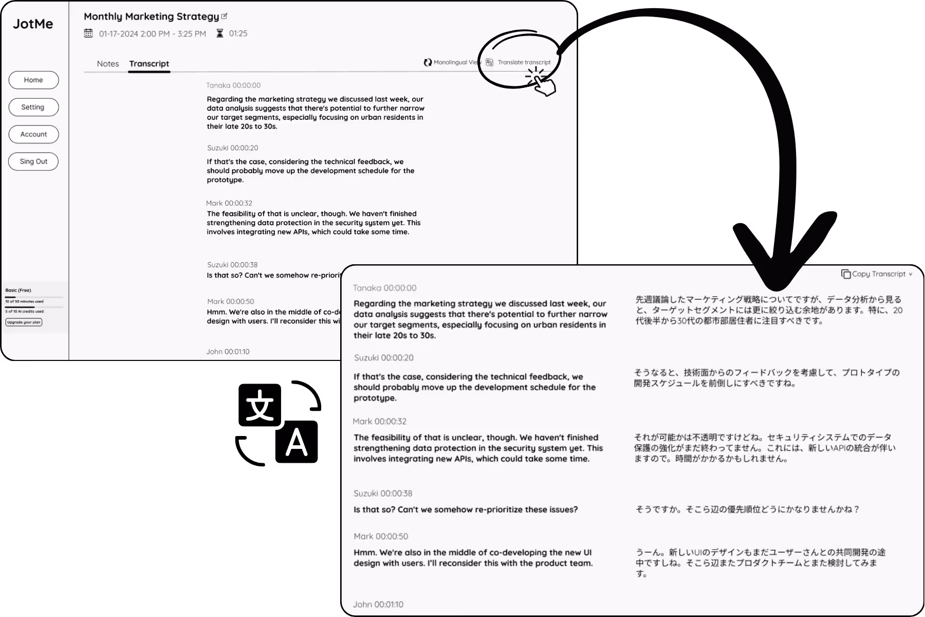 Translate transcript