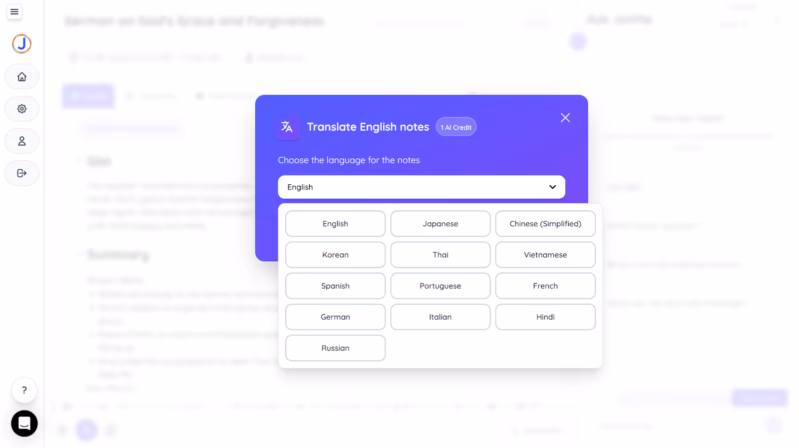 jotme meeting notes translation