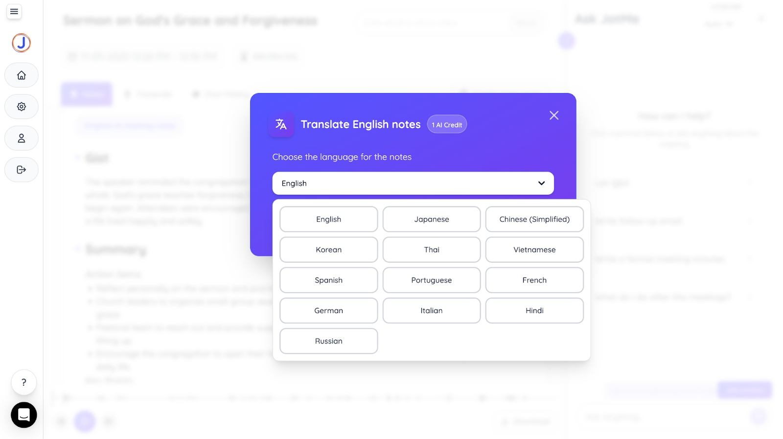 meeting notes translation