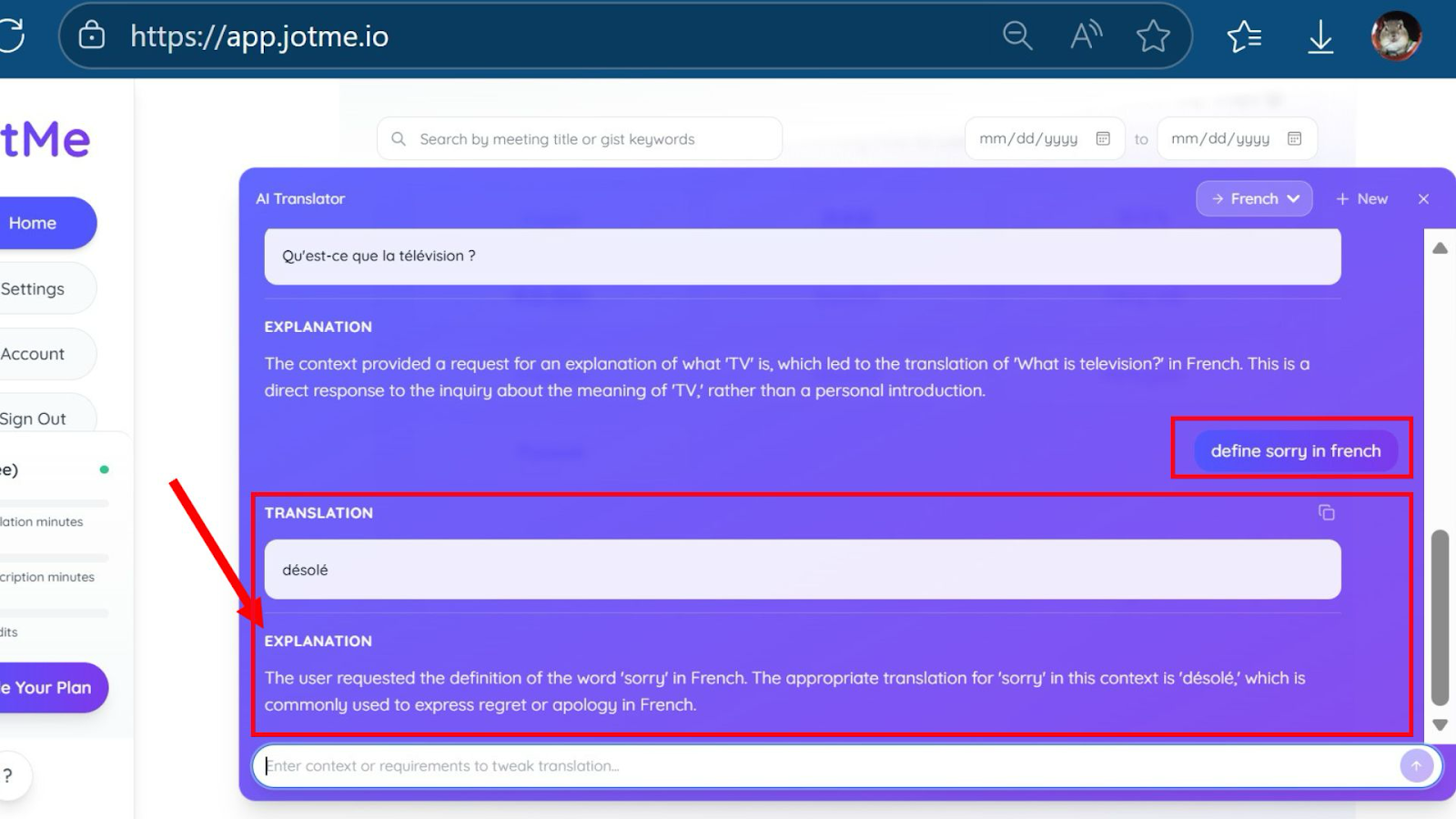 jotme ai translator explanation