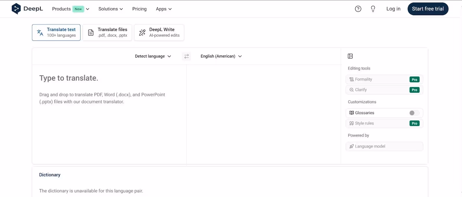 deepl translator homepage
